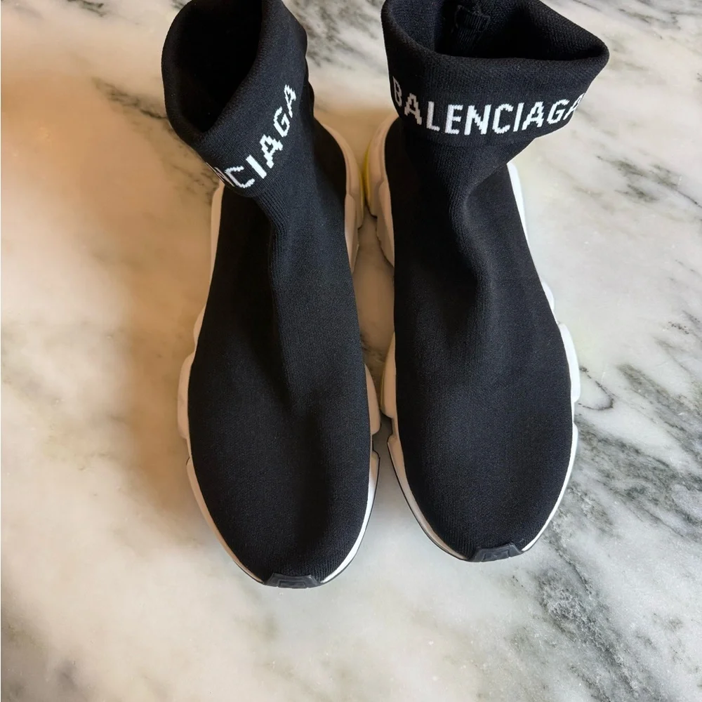 Balenciaga Speed Trainer Black White Neon